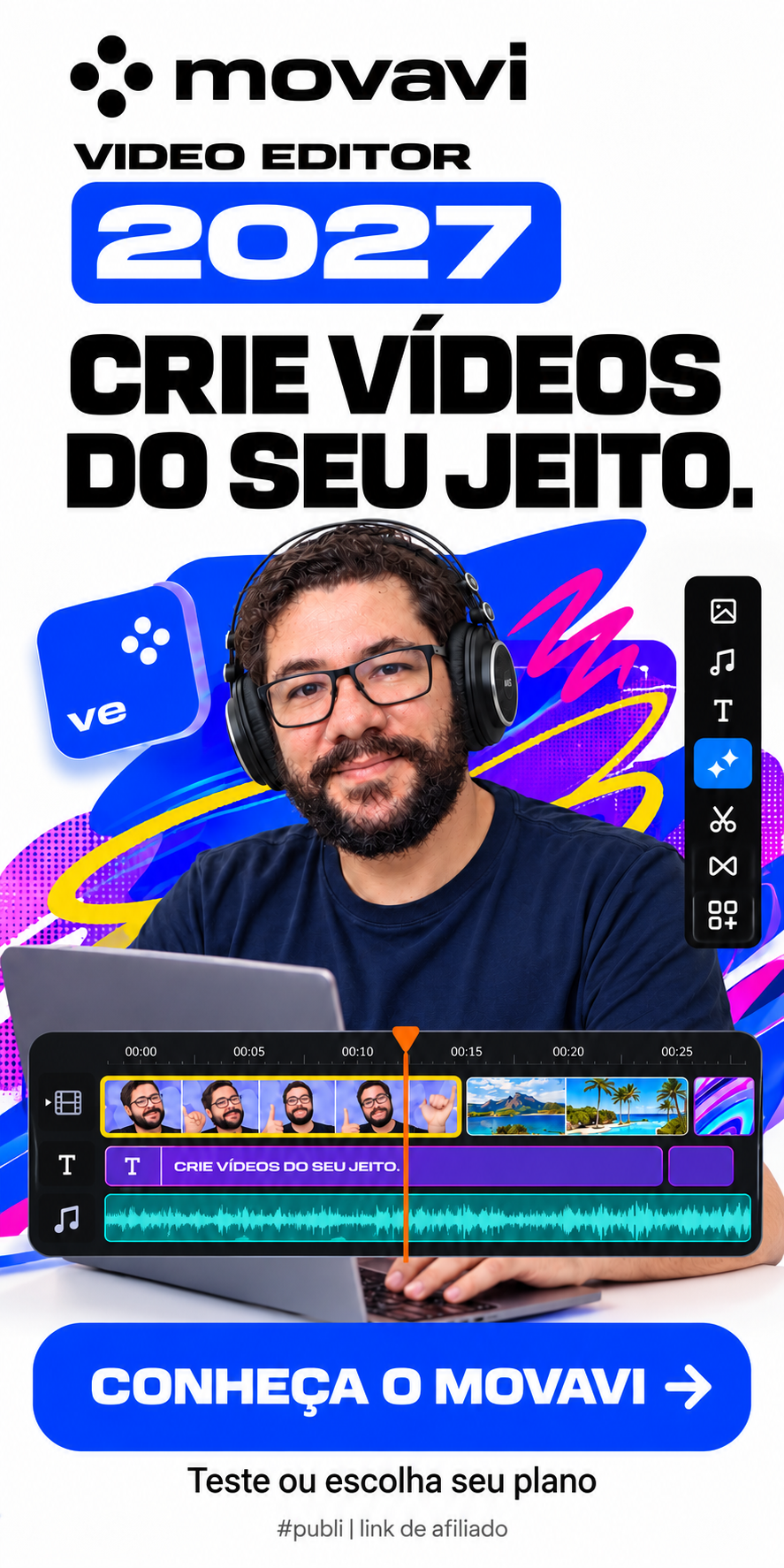 Conhe&ccedil;a o Wondershare Filmora 16, editor de v&iacute;deo com IA (link de afiliado)